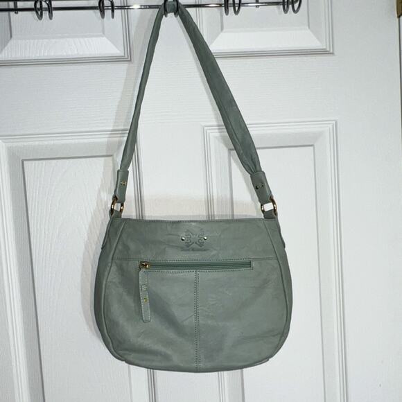 Stone Mountain Handbags - Stone Mountain Light Green Shoulder Bag Gold Hardware Orange Lining Studded